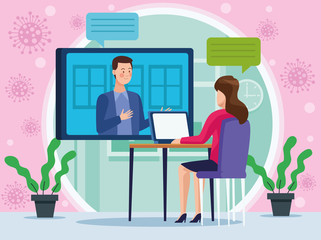 businesswoman in meeting online reunion