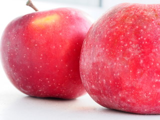 red Apple with a twig, macro