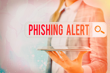 Conceptual hand writing showing Phishing Alert. Concept meaning aware to fraudulent attempt to...