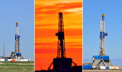 The drilling rig during sunset