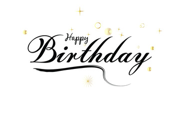  Handwritten modern lettering of Happy Birthday on white background. Typography design. Greetings card.Vector illustration