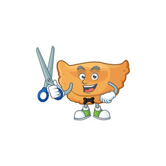 Cute Barber cornes de gazelle cartoon character style with scissor