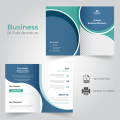 Bi-fold Brochure Template Design.Corporate & Business Concept .
