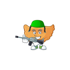 An elegant cornes de gazelle Army mascot design style using automatic gun