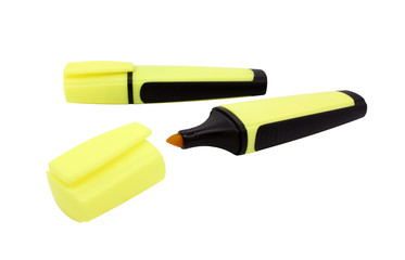 Yellow markers on a white background.