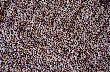 Scattered buckwheat groats, texture