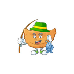 A Picture of cornes de gazelle fisher mascot design catch a fish