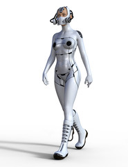 Obraz na płótnie Canvas robot woman walking