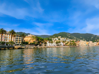 Travel view of town Rapallo at Italy