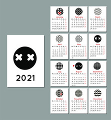 Monochrome design calendar 2021. Chinese New Year 2021