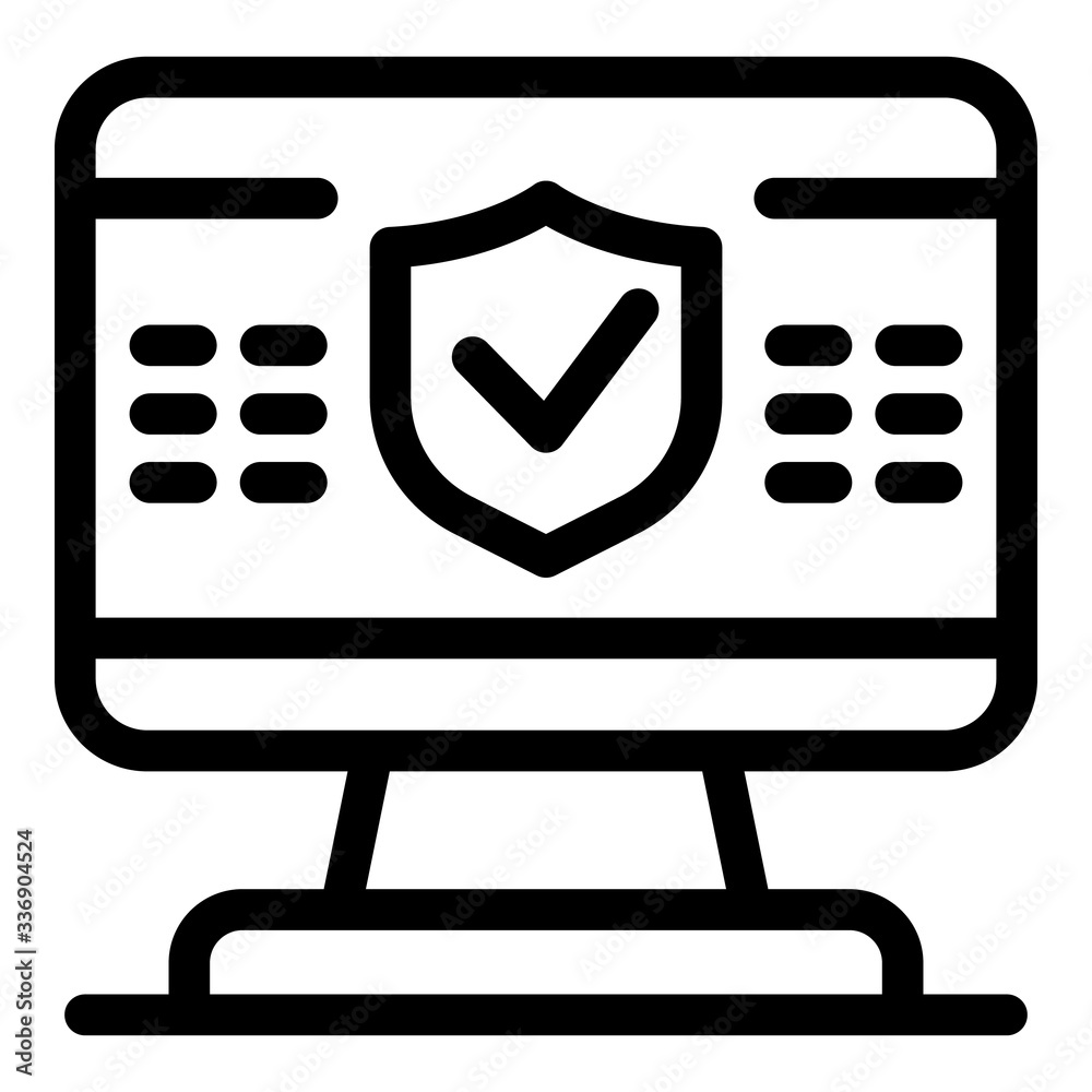 Poster secured computer icon. outline secured computer vector icon for web design isolated on white backgro
