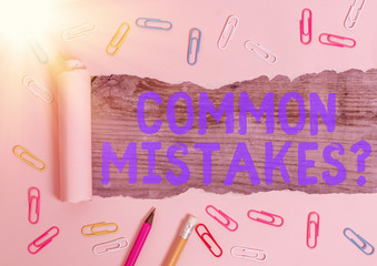 Conceptual hand writing showing Common Mistakes question. Concept meaning repeat act or judgement...
