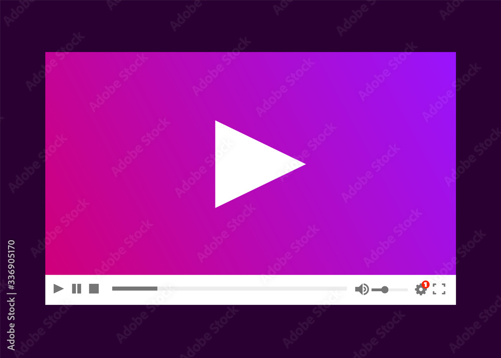 Wall mural flat video player template for web and mobile apps.