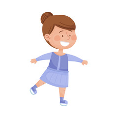 Cute Girl in Sportswear Figure Skating Vector Illustration.