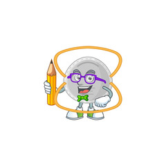 N95 mask student cartoon character studying with pencil