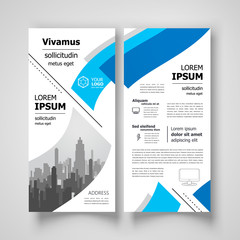 Flyer set brochure design template header cover curves waves theme blue color