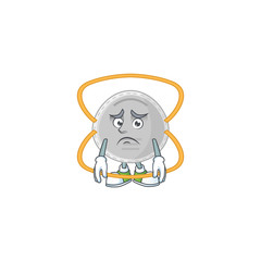Cartoon picture of N95 mask with worried face