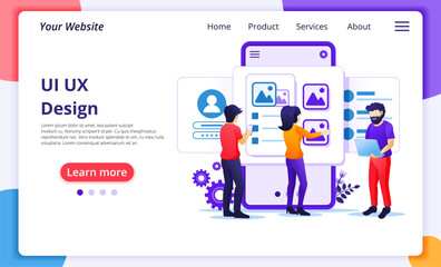 Creating an application design concept, people and content text place, UI UX design. Modern flat web page design for website and mobile website development. Vector illustration