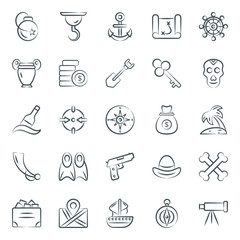 
Treasures Hunt Doodle Line Vectors Pack 
