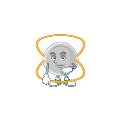 N95 mask with waiting gesture cartoon mascot design concept