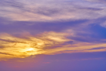 Magnificent sunset on the ocean coast.