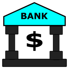 vector illustration of a bank  dollar sign