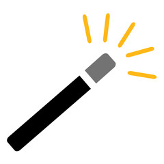 magic wand flat icon- magic wand flat isolated , magician element illustration - Vector magical wand for app and web