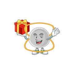 Charming N95 mask mascot design has a red box of gift