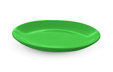 green plate isolated on a white background
