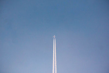 Plane flying during midday