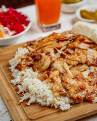chicken doner kebab served with rice