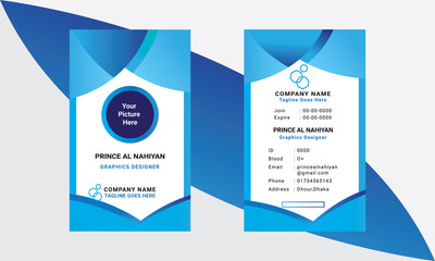 ID card. Vector id card template.Modern colorful icon collection. Employee ID Card. Simple realistic design. Cute cartoon style. Flat style illustration.