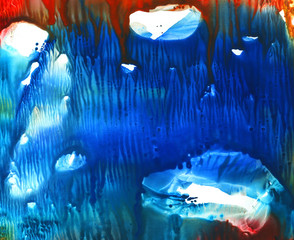 Gouache print, hand-drawn texture, monotype, spots and splashes. Background illustration