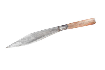kitchen knife with bamboo handle on a white background. Object with clipping path.