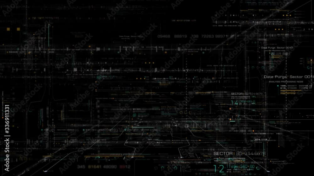 Aufkleber Futuristic digital generated motion abstract matrix cyber environment big data analytic artificial intelligent simulation for loop digital background