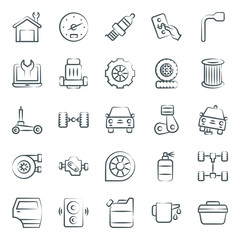 
Car Accessories and Repair Doodle Line Vectors Pack 

