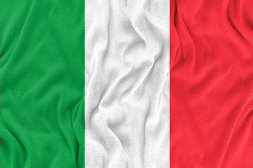 Fabric wavy texture national flag of Italy.