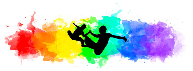 Extreme sports. Banner for business. Is the active sport. Watercolor background.