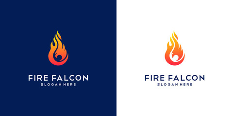 Vector design of the Falcon Fire Logo. Minimal flat design company Phoenix, Eagle and Hawk.