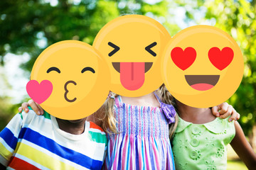 Fototapeta premium Happy emoji faced kids
