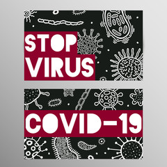 Coronovirus infection COVID-19 alert poster. 20th century pandemic,transmitted by airborne droplets.