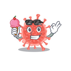 Naklejka premium Cartoon design concept of oncovirus having an ice cream