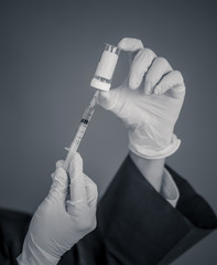 Scientist working on the development of the COVID-19 Vaccine. Coronavirus immunization treatment.