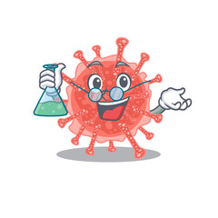 Oncovirus smart Professor Cartoon design style working with glass tube