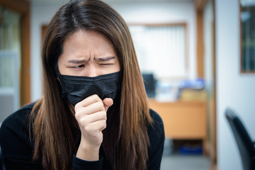 Woman wearing mask protection epidemic flu covid19