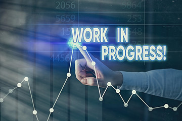 Text sign showing Work In Progress. Business photo showcasing unfinished project that still added...