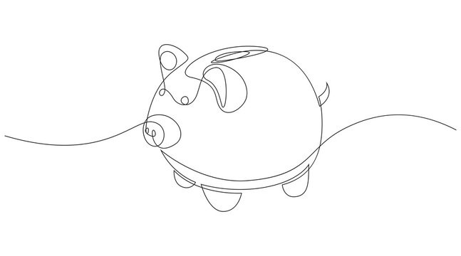 One line ceramic pig. Minimal style simple vector illustration
