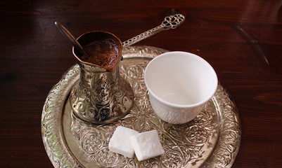 Bosnian coffee. The traditional way of serving coffee in Bosnia, especially in Sarajevo.