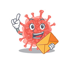 Happy oncovirus mascot design concept with brown envelope