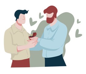 Gay partner making proposal to boyfriend, same sex couple